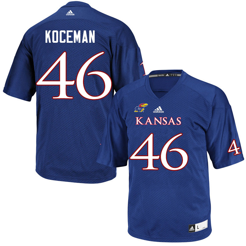 Men #46 Jack Koceman Kansas Jayhawks College Football Jerseys Sale-Royal